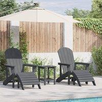 Berkfield Home Adirondack Chairs with Footrests 2 pcs Light Grey HDPE