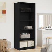 Berkfield Home Black Oak Wardrobe 80 x 50 x 200 cm - Engineered Wood