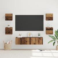 Berkfield Home TV Cabinet Wall-mounted Other with Storage with Door 6 pcs Old wood Medium Engineered wood in Brown