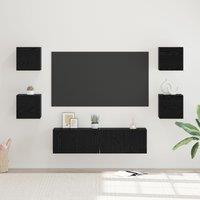 Berkfield Home TV Cabinet Wall-mounted Other with Storage with Door 6 pcs Black oak Medium Engineered wood