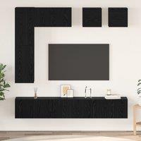 Berkfield Home TV Cabinet Set with Shelf Other with Storage 8 pcs Black oak Engineered wood