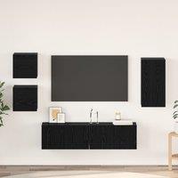 Berkfield Home TV Cabinet Set with Shelf Wall-mounted Other with Storage 5 pcs Black oak Engineered wood