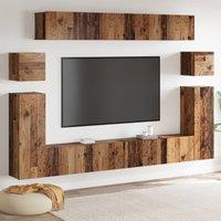 Berkfield Home Wall-mounted Tv Cabinet 8 pcs Old wood Medium 30.5 x 30 x 30 cm in Brown