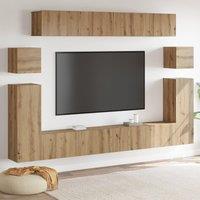 Berkfield Home Wall-mounted Tv Cabinet with Shelf Wall-mounted with Storage 8 pcs Artisan oak Medium in Brown