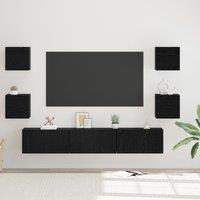 Berkfield Home TV Cabinet Wall-mounted Other with Storage with Door 7 pcs Black oak Medium 180 x 30 x 30 cm