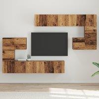 Berkfield Home Wall-mounted Tv Cabinet 8 pcs Old wood Medium 30.5 x 30 x 30 cm in Brown