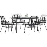 Berkfield Home 5 Piece Garden Dining Set Black Poly Rattan Glass