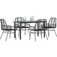 Berkfield Home 5 Piece Garden Dining Set Black Poly Rattan Glass