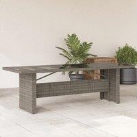 Berkfield Home Garden Table with Glass Top Grey 240x90x75 cm Poly Rattan | Size: 240 x 90 x 75 cm