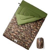 Berkfield Home Double Sleeping Bag with Pillows for Adults Camping 3-4 Seasons in Green