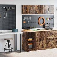 Berkfield Home Garage Cabinets 2 pcs Smoked Oak Engineered Wood in Brown