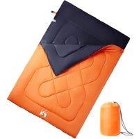 Berkfield Home Double Sleeping Bag with Pillows for Adults Camping 3-4 Seasons in Orange