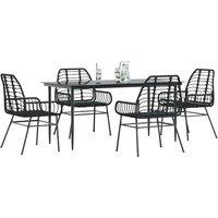 Berkfield Home 5 Piece Garden Dining Set Black Poly Rattan Glass