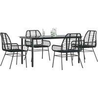 Berkfield Home 5 Piece Garden Dining Set Black Poly Rattan Glass