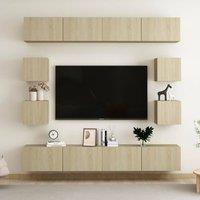 Berkfield Home 8 Piece TV Cabinet Set Sonoma Oak Engineered Wood in Brown