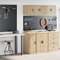 Berkfield Home Garage Cabinets 2 pcs Sonoma Oak Engineered Wood in Brown