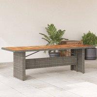 Berkfield Home Garden Table with Acacia Wood Top Grey 240x90x75 cm Poly Rattan | Size: 240 x 90 x 75 cm