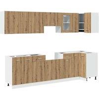 Berkfield Home 11 Piece Kitchen Cabinet Set Artisan Oak Engineered Wood in Brown