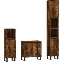 Berkfield Home 3 Piece Bathroom Cabinet Set Smoked Oak Engineered Wood in Brown