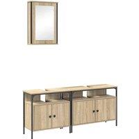 Berkfield Home 3 Piece Bathroom Cabinet Set Sonoma Oak Engineered Wood in Beige