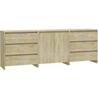 Berkfield Home 3 Piece Sideboard Sonoma Oak Engineered Wood in Beige