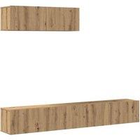 Berkfield Home 3 Piece TV Cabinet Set Wall-mounted Artisan Oak Engineered Wood in Brown