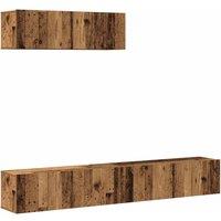 Berkfield Home 3 Piece TV Cabinet Set Wall-mounted Old Wood Engineered Wood in Brown