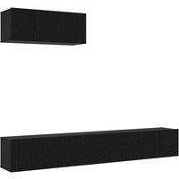 Berkfield Home 3 Piece TV Cabinet Set Wall-mounted Black Oak Engineered Wood