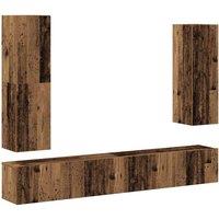 Berkfield Home 4 Piece TV Cabinet Set Wall-mounted Old Wood Engineered Wood in Brown