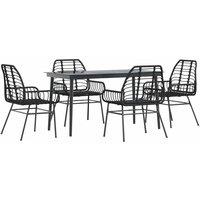 Berkfield Home 5 Piece Garden Dining Set Black Poly Rattan Glass