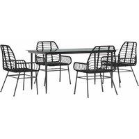 Berkfield Home 5 Piece Garden Dining Set Black Poly Rattan Glass