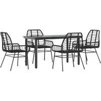 Berkfield Home 5 Piece Garden Dining Set Black Poly Rattan Glass