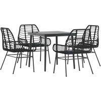 Berkfield Home 5 Piece Garden Dining Set Black Poly Rattan Glass