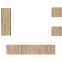 Berkfield Home 5 Piece TV Cabinet Set Sonoma Oak Engineered Wood in Light Oak