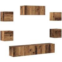 Berkfield Home 5 Piece TV Cabinet Set Wall-mounted Old Wood in Brown