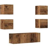 Berkfield Home 5 Piece TV Cabinet Set Wall-mounted Old Wood Engineered Wood