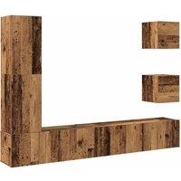 Berkfield Home 5 Piece TV Cabinet Set Wall-mounted Old Wood Engineered Wood