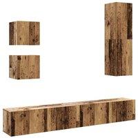 Berkfield Home 5 Piece TV Cabinet Set Wall-mounted Old Wood Engineered Wood in Brown