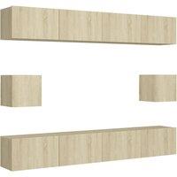 Berkfield Home 6 Piece TV Cabinet Set Sonoma Oak Engineered Wood in Light Oak