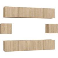 Berkfield Home 6 Piece TV Cabinet Set Sonoma Oak Engineered Wood in Light Tan