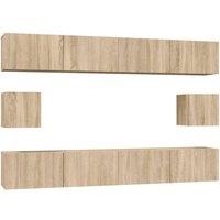 Berkfield Home 6 Piece TV Cabinet Set Sonoma Oak Engineered Wood in Light Oak