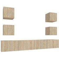 Berkfield Home 6 Piece TV Cabinet Set Sonoma Oak Engineered Wood in Light Oak