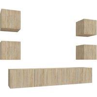 Berkfield Home 6 Piece TV Cabinet Set Sonoma Oak Engineered Wood in Light Brown
