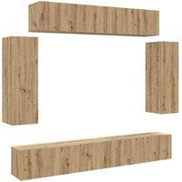 Berkfield Home 6 Piece TV Cabinet Set Wall-mounted Artisan Oak Engineered Wood in Brown