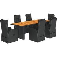 Berkfield Home 7 Piece Garden Dining Set with Cushions Black Poly Rattan