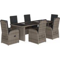 Berkfield Home 7 Piece Garden Dining Set with Cushions Grey Poly Rattan