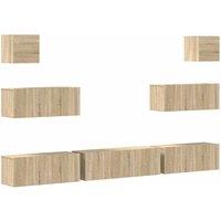 Berkfield Home 7 Piece TV Cabinet Set Sonoma Oak Engineered Wood in Light Brown