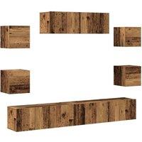 Berkfield Home 7 Piece TV Cabinet Set Wall-mounted Old Wood Engineered Wood in Brown