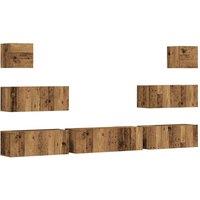 Berkfield Home 7 Piece TV Cabinet Set Wall-mounted Old Wood Engineered Wood in Brown