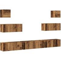 Berkfield Home 7 Piece TV Cabinet Set Wall-mounted Old Wood Engineered Wood